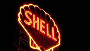 Preview wallpaper neon, inscription, shell, signboard, night, street