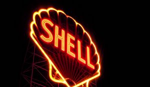 Preview wallpaper neon, inscription, shell, signboard, night, street