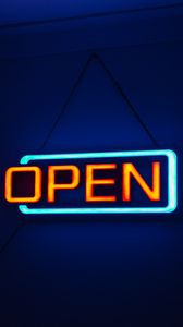 Preview wallpaper neon, inscription, signboard, openly