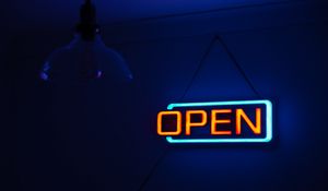 Preview wallpaper neon, inscription, signboard, openly