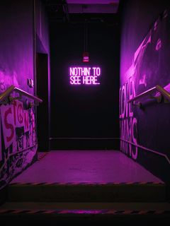 240x320 Wallpaper neon, inscription, wall, purple, backlight