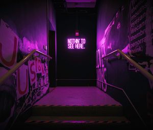 Preview wallpaper neon, inscription, wall, purple, backlight