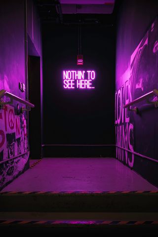320x480 Wallpaper neon, inscription, wall, purple, backlight