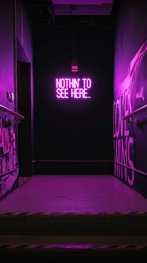 480x854 Wallpaper neon, inscription, wall, purple, backlight