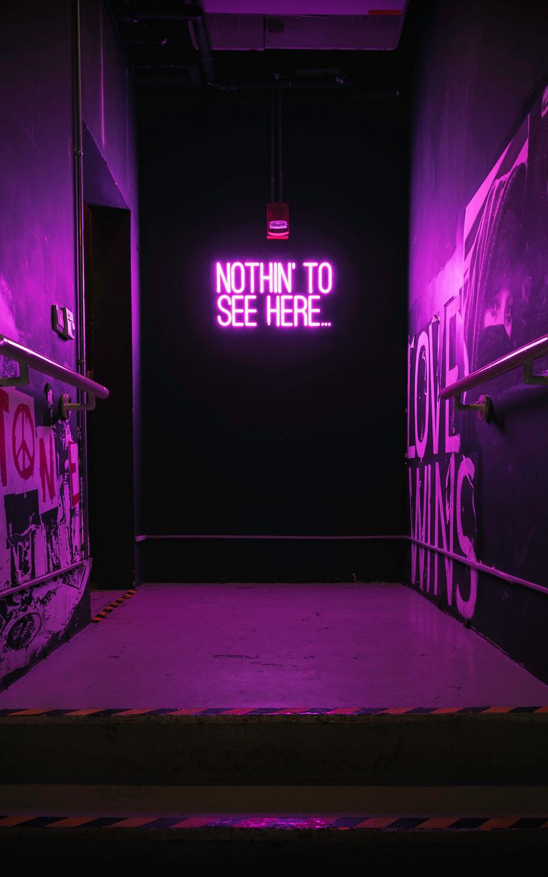 800x1280 Wallpaper neon, inscription, wall, purple, backlight