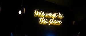 Preview wallpaper neon, inscription, wall, lights, dark