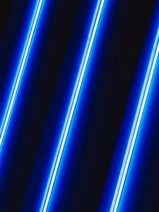 Preview wallpaper neon, lamp, light, stripes, blue