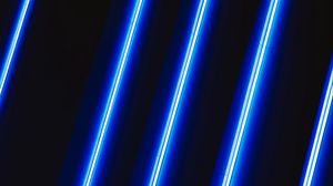 Preview wallpaper neon, lamp, light, stripes, blue