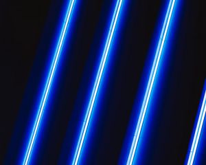 Preview wallpaper neon, lamp, light, stripes, blue