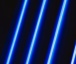Preview wallpaper neon, lamp, light, stripes, blue