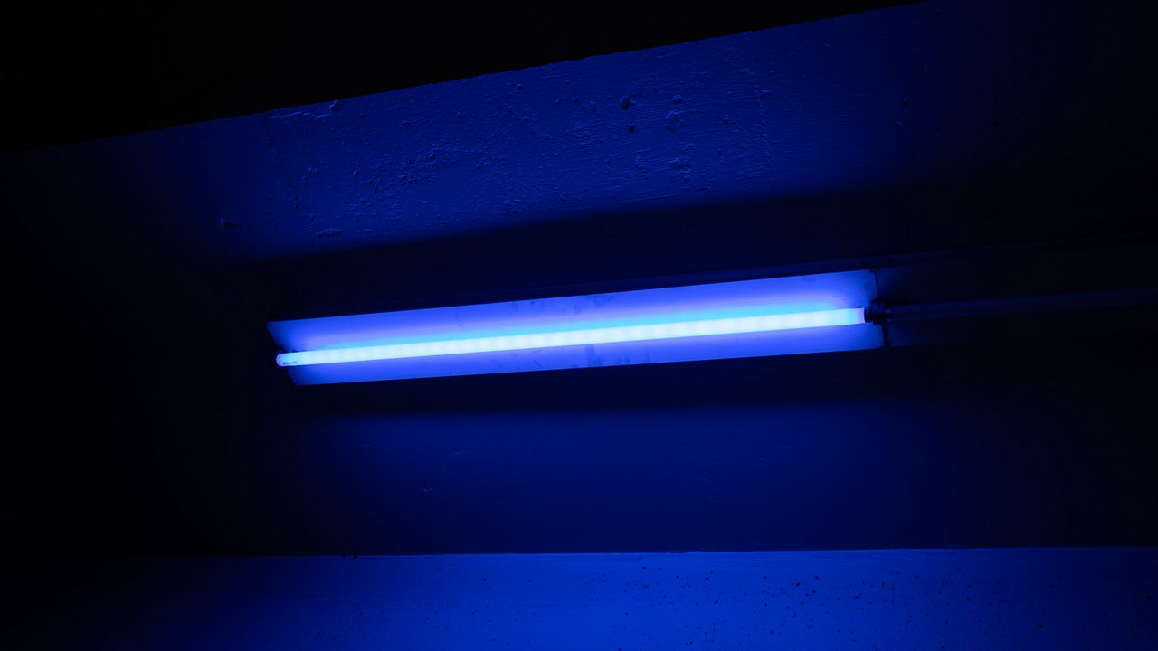 Wallpaper neon, lamp, light, blue, dark