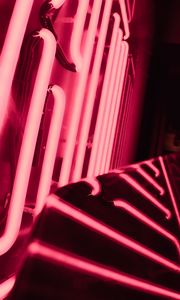 Preview wallpaper neon, lamps, light, pink, dark