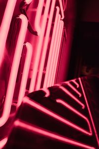 Preview wallpaper neon, lamps, light, pink, dark