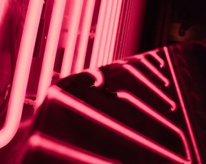 Preview wallpaper neon, lamps, light, pink, dark