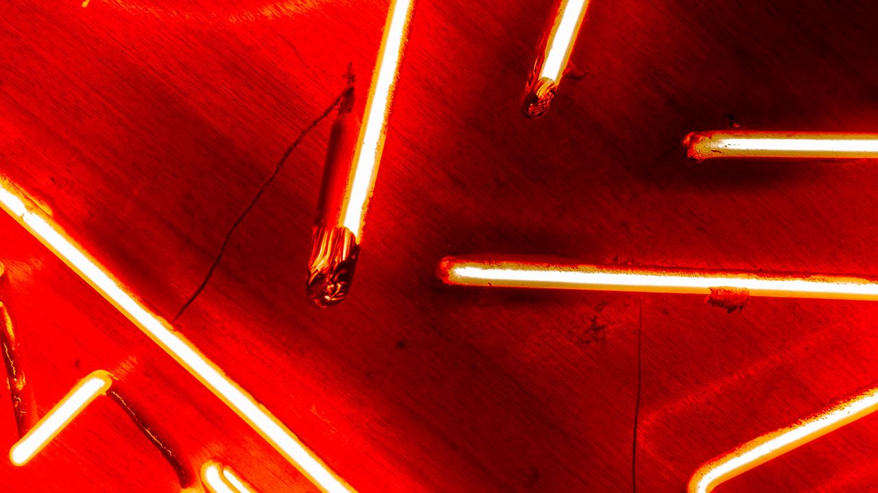 Wallpaper neon, lamps, red, glow, light hd, picture, image