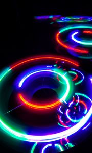 Preview wallpaper neon, light, circles, freezelight, abstraction