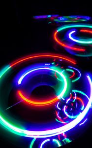 Preview wallpaper neon, light, circles, freezelight, abstraction