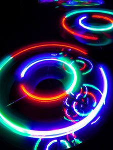 Preview wallpaper neon, light, circles, freezelight, abstraction