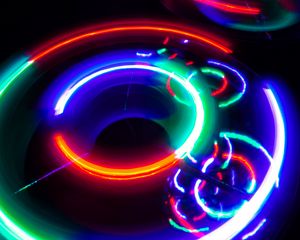 Preview wallpaper neon, light, circles, freezelight, abstraction