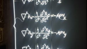 Preview wallpaper neon, light, formulas, science, dark