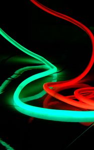 Preview wallpaper neon, light, green, red, darkness