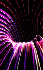 Preview wallpaper neon, light, lines, freezelight, bends, abstraction