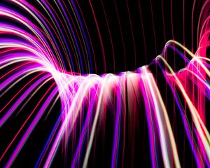 Preview wallpaper neon, light, lines, freezelight, bends, abstraction