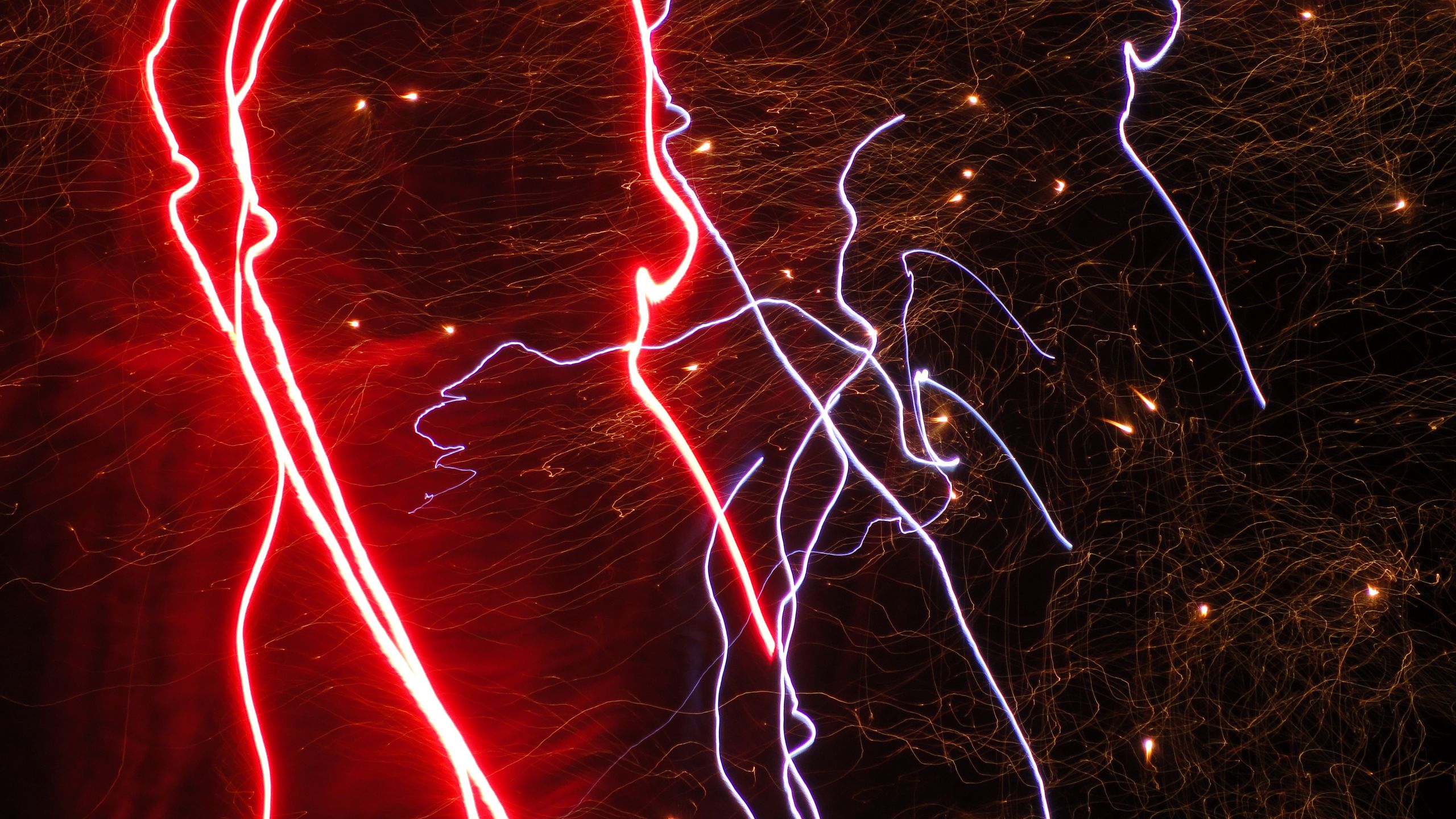 Download wallpaper 2560x1440 neon, light, lines, long exposure ...