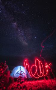 Preview wallpaper neon, light, long exposure, movement, night, red