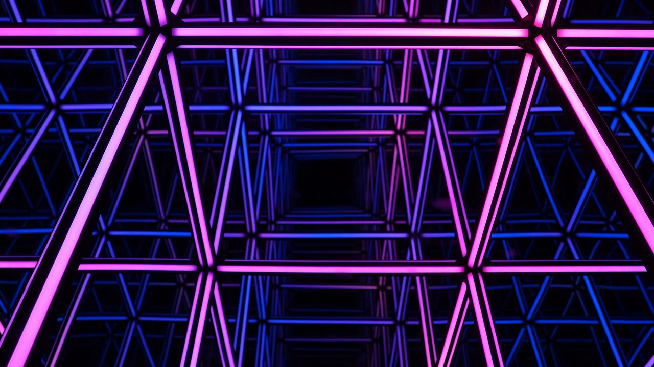 Wallpaper neon, light, reflection, purple, dark