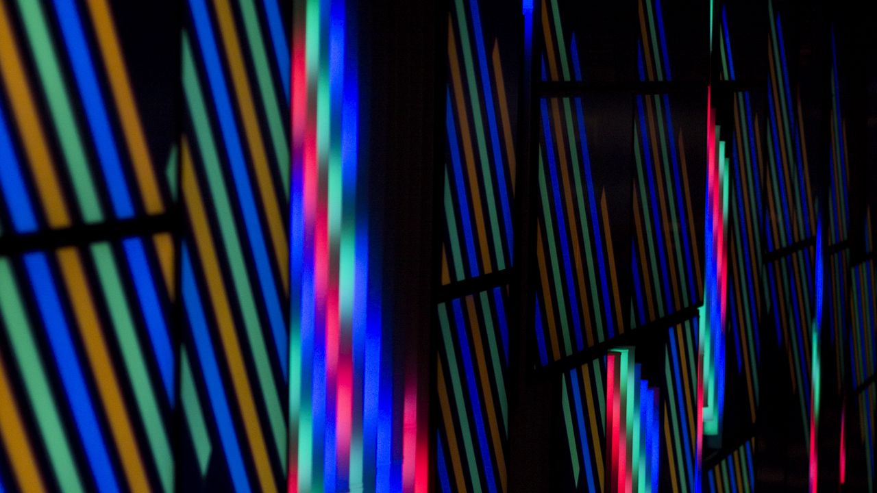 Wallpaper neon, light, stripes, colorful, dark