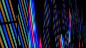 Preview wallpaper neon, light, stripes, colorful, dark