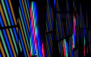 Preview wallpaper neon, light, stripes, colorful, dark