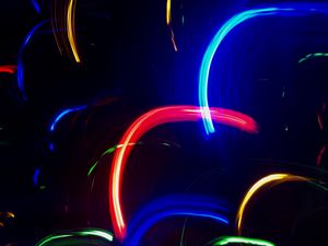 Preview wallpaper neon, line, lights, colorful, arc