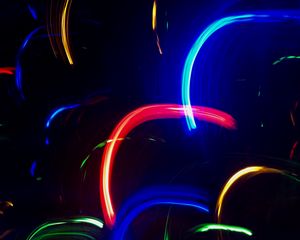 Preview wallpaper neon, line, lights, colorful, arc