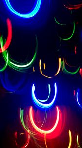 Preview wallpaper neon, line, lights, colorful, arc, dark