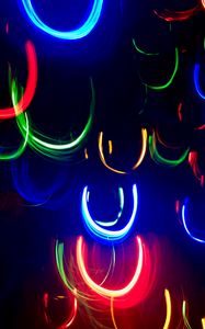 Preview wallpaper neon, line, lights, colorful, arc, dark