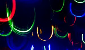 Preview wallpaper neon, line, lights, colorful, arc, dark
