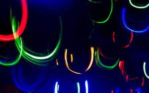 Preview wallpaper neon, line, lights, colorful, arc, dark