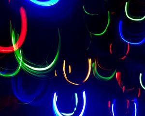 Preview wallpaper neon, line, lights, colorful, arc, dark