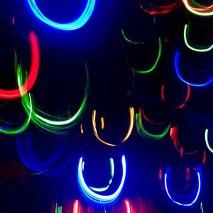 Preview wallpaper neon, line, lights, colorful, arc, dark