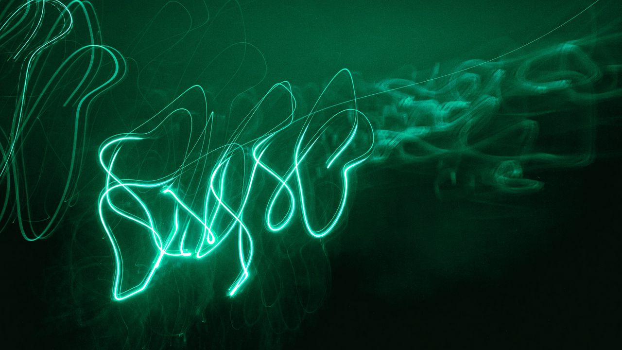 Wallpaper neon, lines, freezelight, green