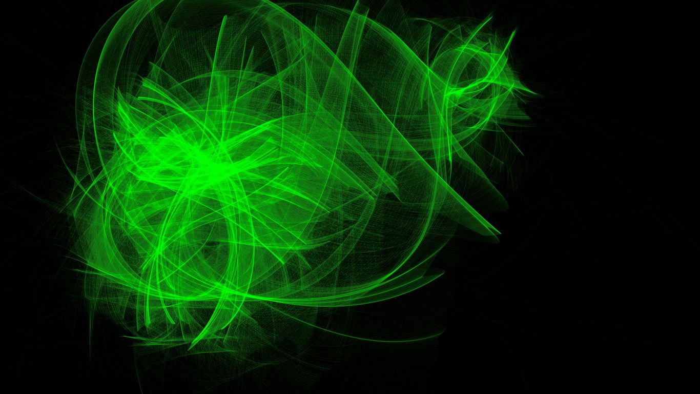 Download wallpaper 1366x768 neon, lines, green, black tablet, laptop hd ...