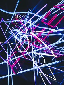 Preview wallpaper neon, lines, letters, light, glow