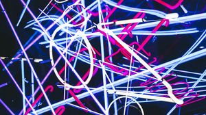 Preview wallpaper neon, lines, letters, light, glow