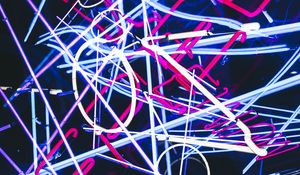 Preview wallpaper neon, lines, letters, light, glow