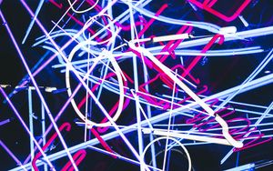 Preview wallpaper neon, lines, letters, light, glow