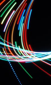Preview wallpaper neon, lines, light, multicolored, art