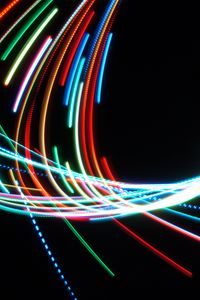 Preview wallpaper neon, lines, light, multicolored, art