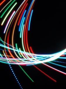 Preview wallpaper neon, lines, light, multicolored, art